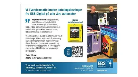 Reklameplakat med informasjon om betalingsterminal.